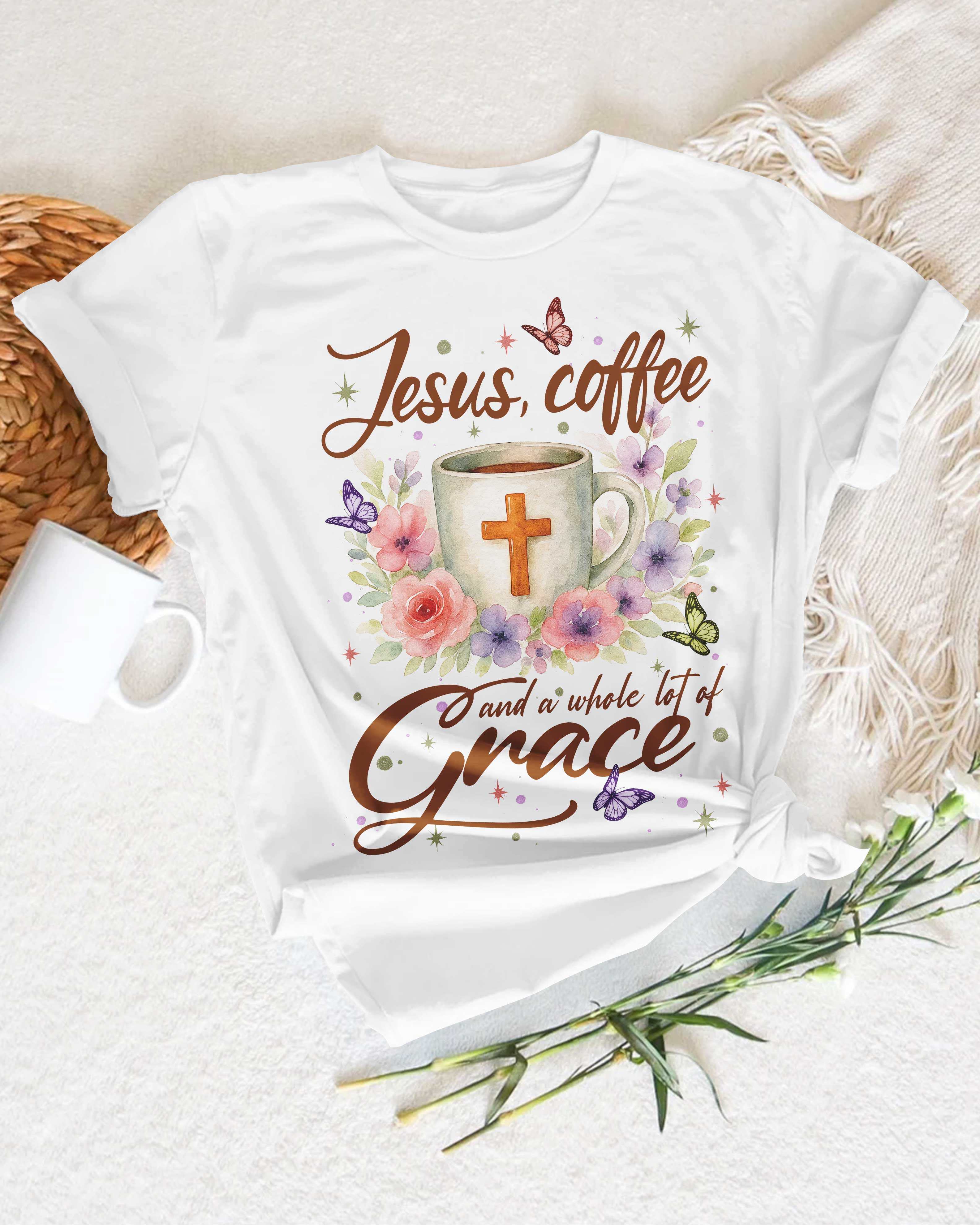 Jesus Coffee And A Whole Lot Of Grace All Over Print T-Shirt