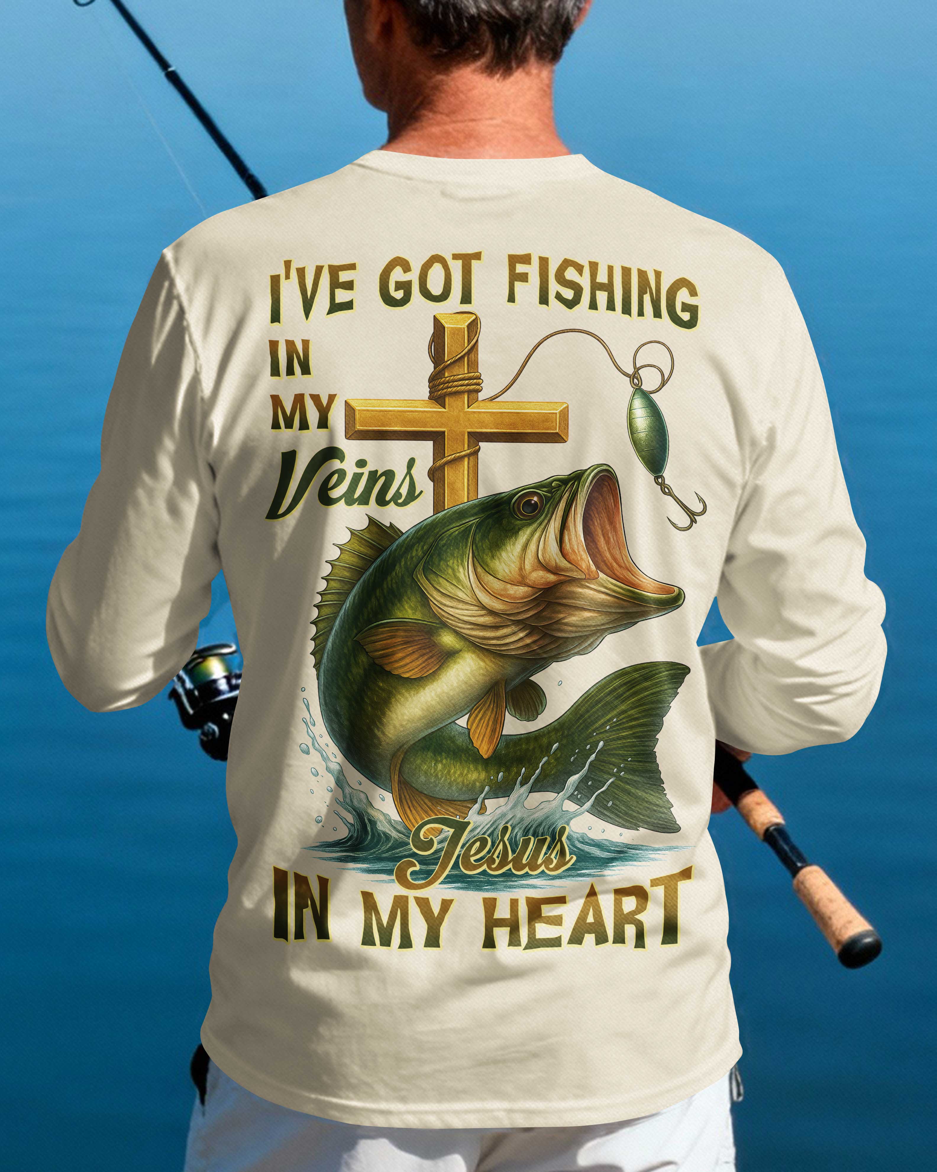 I've Got Fishing In My Veins Jesus In My Heart Long Sleeves T-Shirt