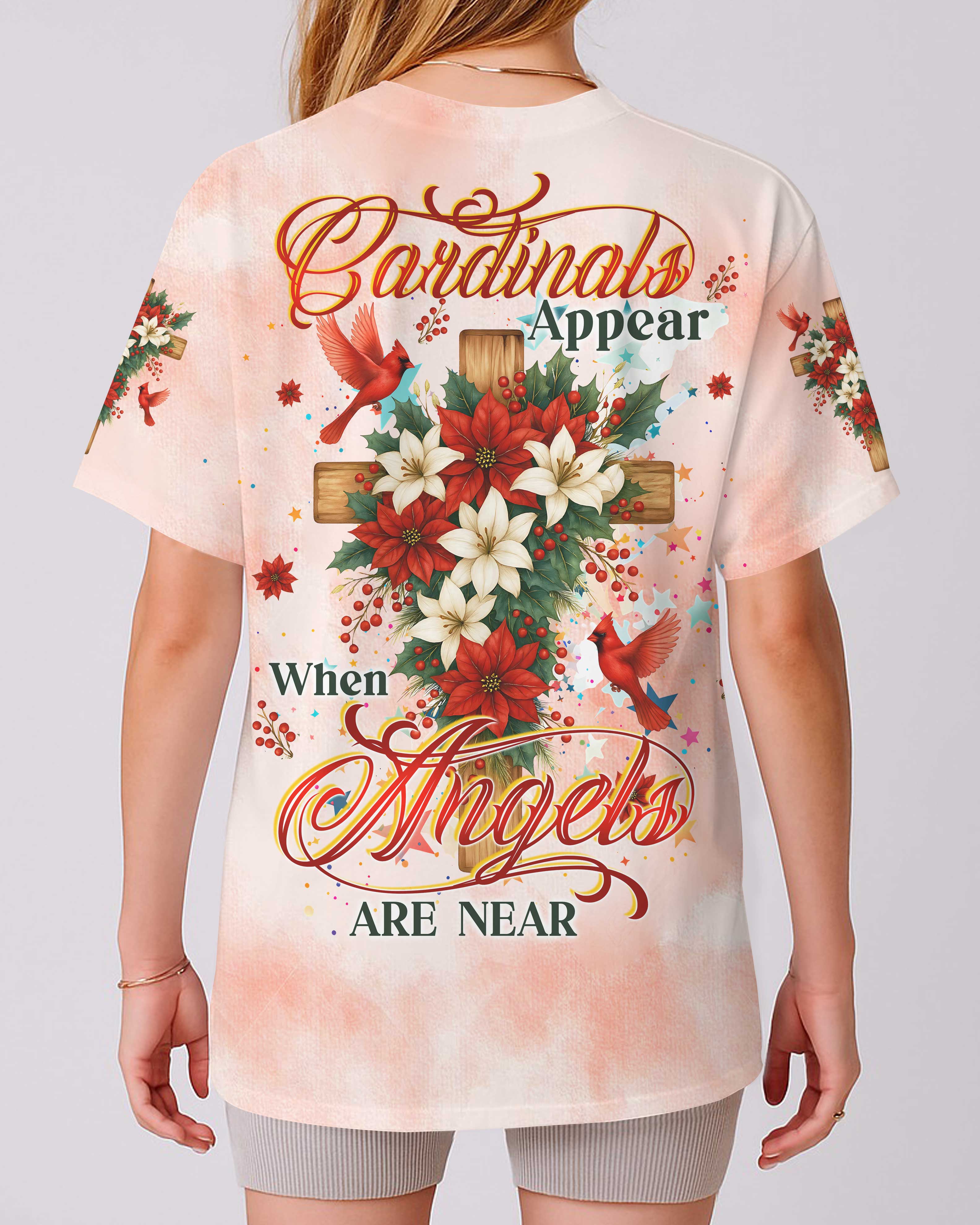 Cardinals Appear When Angels Are Near All Over Print T-Shirt