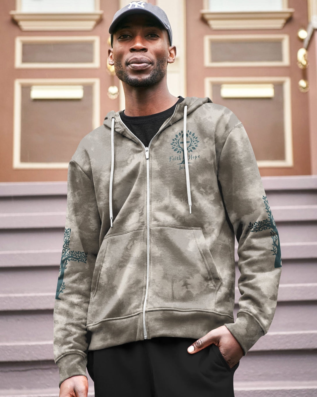 Rooted In Christ All Over Print Zip Hoodie - Christ Color