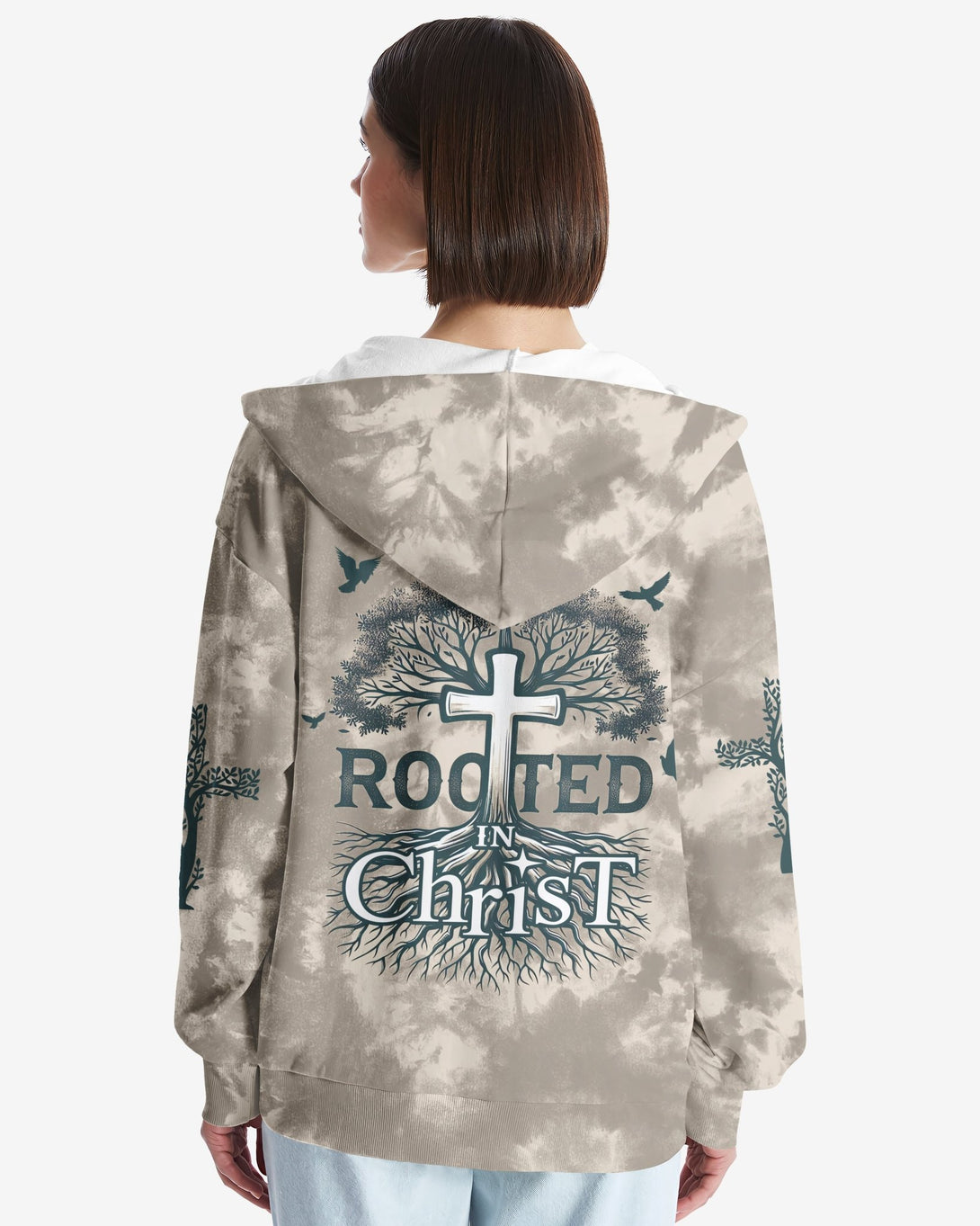 Rooted In Christ All Over Print Zip Hoodie - Christ Color