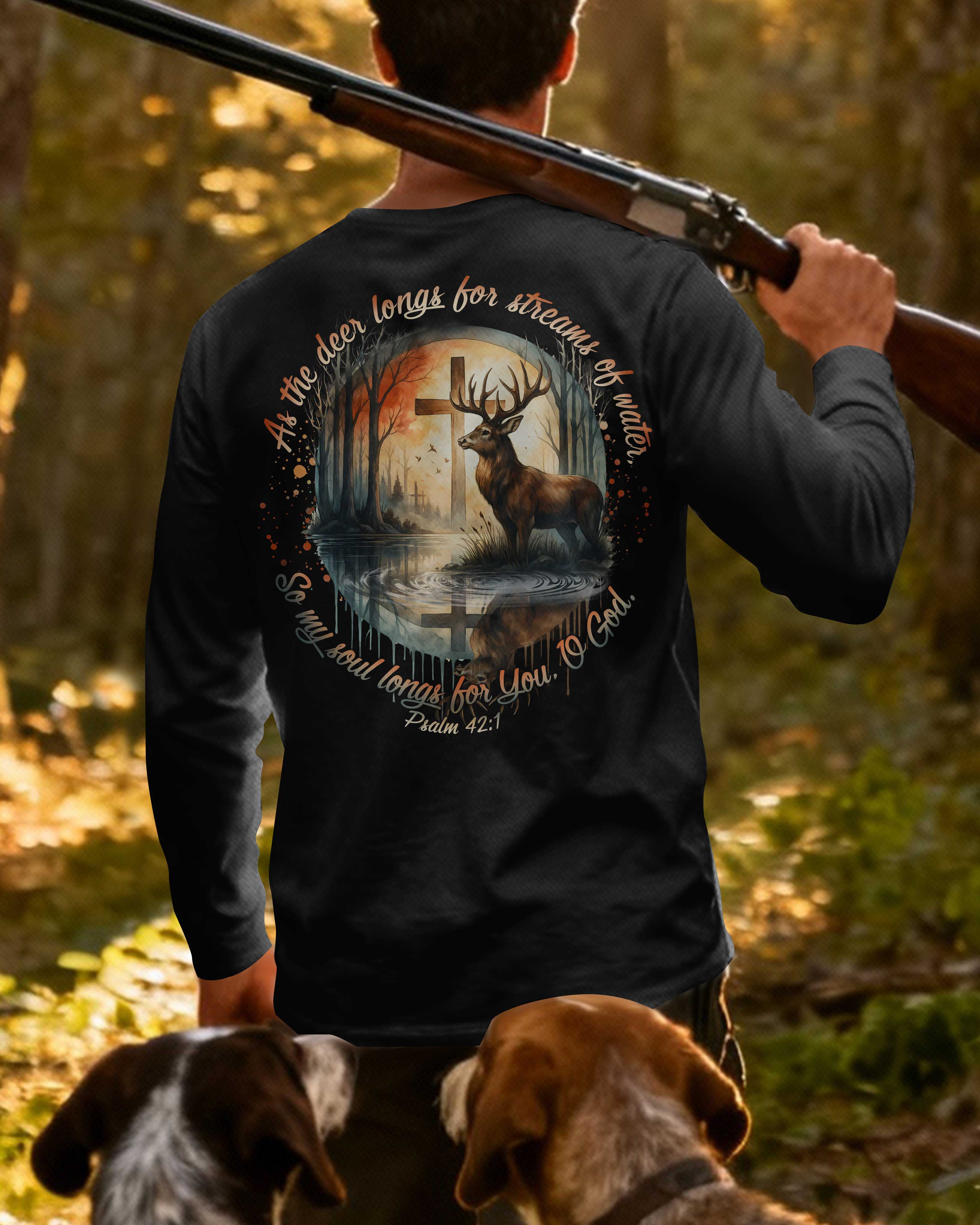 As The Deer Longs For Streams Of Water So My Soul Longs For You O God Psalm All Over Print Long Sleeves T-Shirt