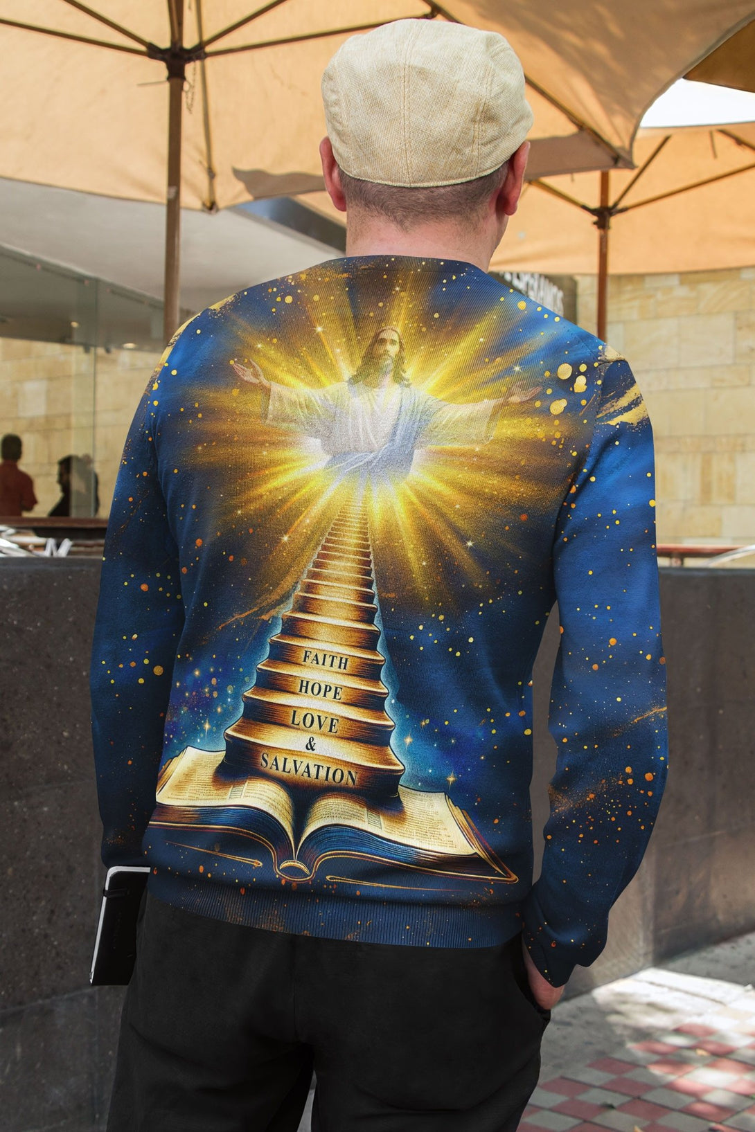 Faith Hope Love & Salvation All Over Print Sweater - Christ Color