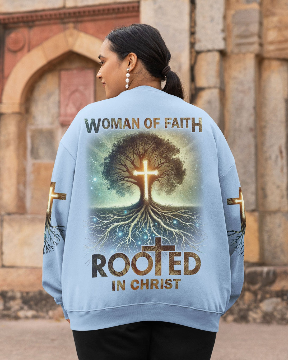 Woman Of Faith Rooted In Christ All Over Print Sweater - Christ Color