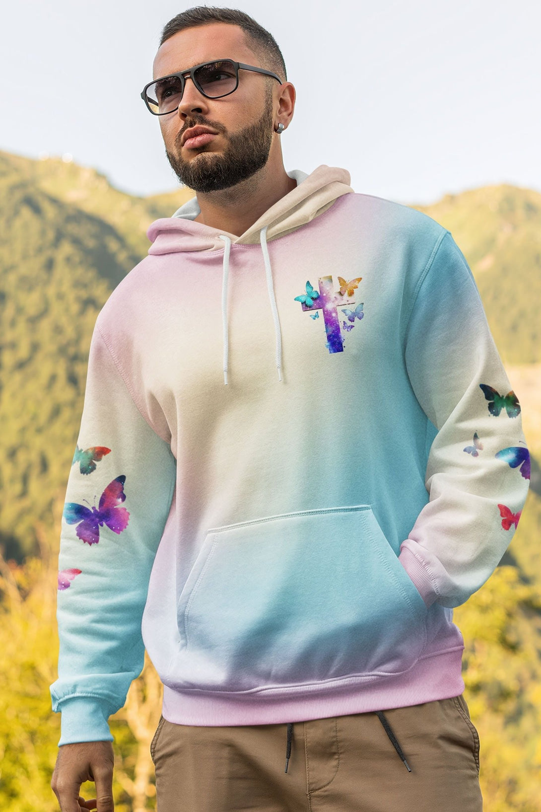 Butterfly Faith Hope Love All Over Print Hoodie - Christ Color