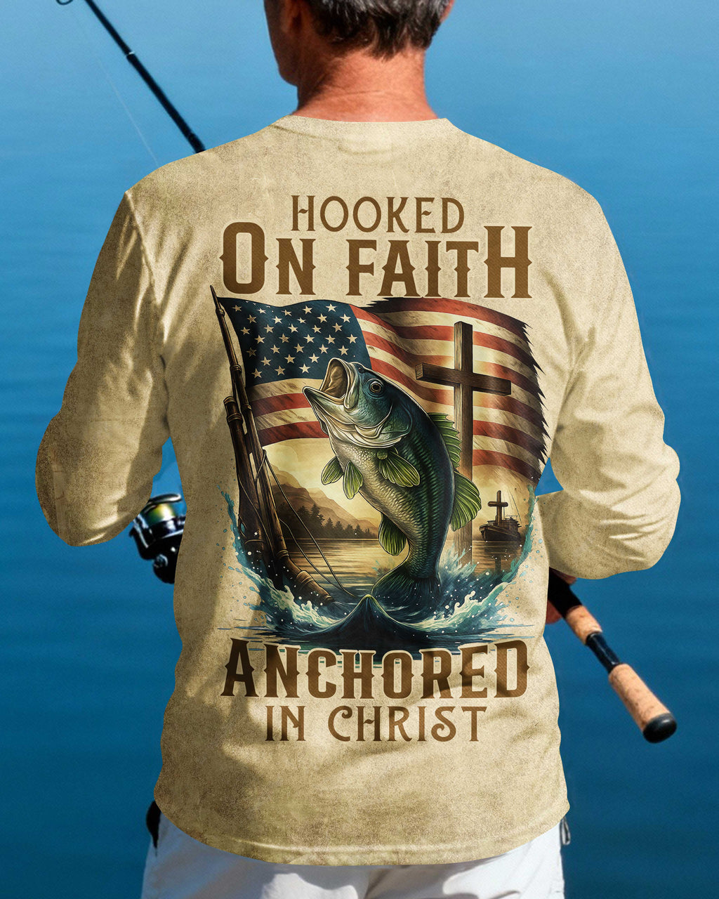 Hooked On Faith Anchored In Christ Long Sleeves T-Shirt