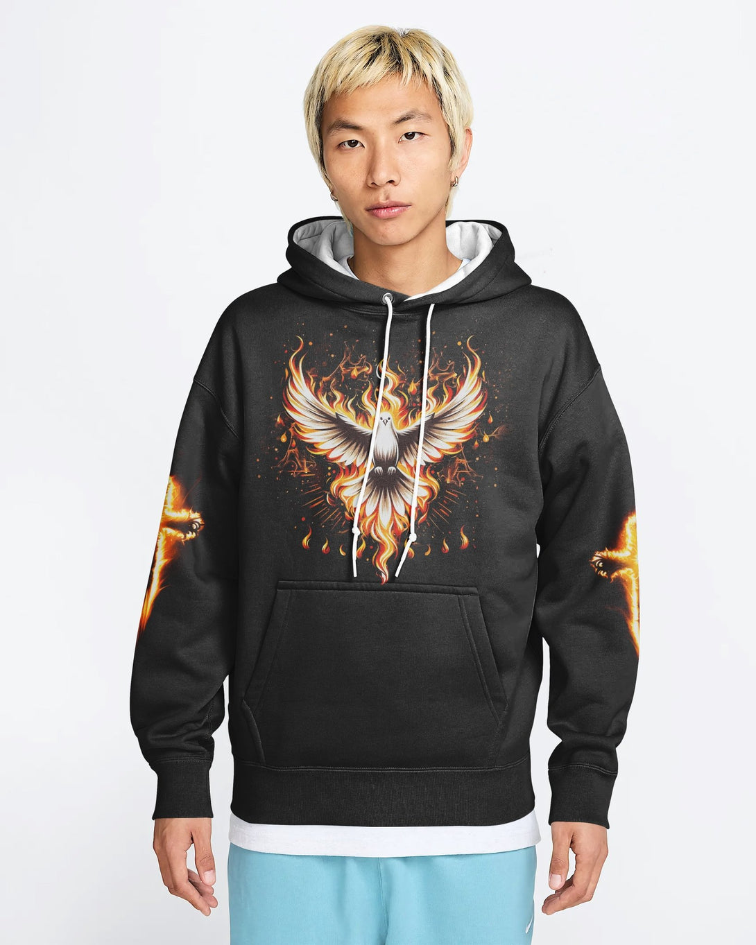 Baptized In Fire All Over Print Hoodie - Christ Color