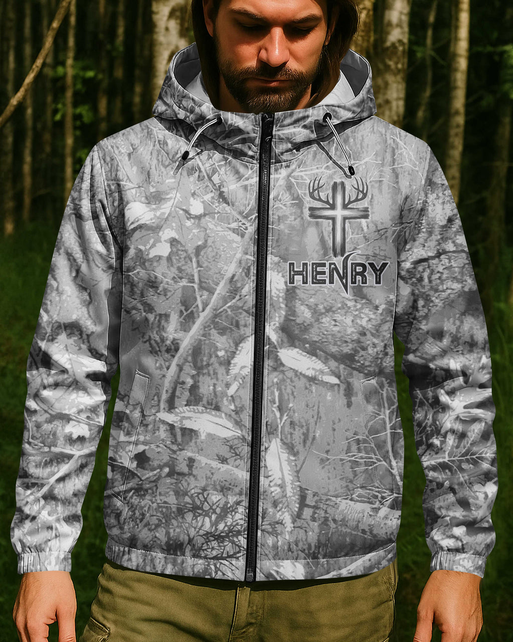 Custom Jesus is my savior Hunting is my therapy All Over Print Outdoor Jacket