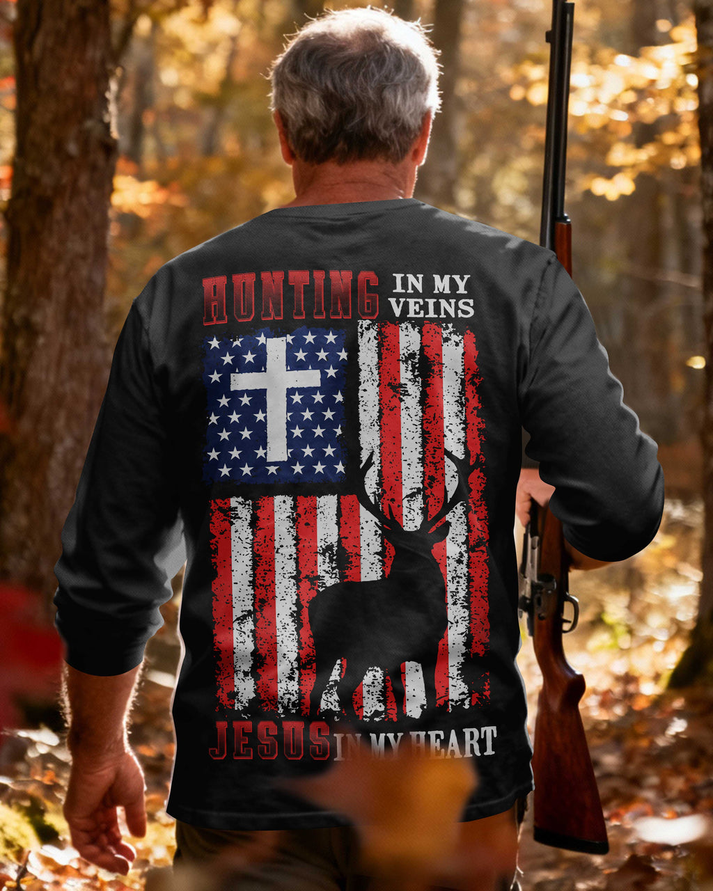 Hunting In My Veins Jesus In My Heart All Over Print Long Sleeves T-Shirt