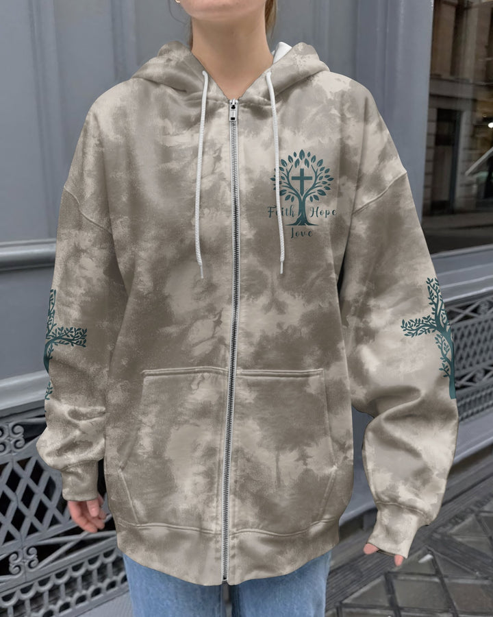 Rooted In Christ All Over Print Zip Hoodie - Christ Color