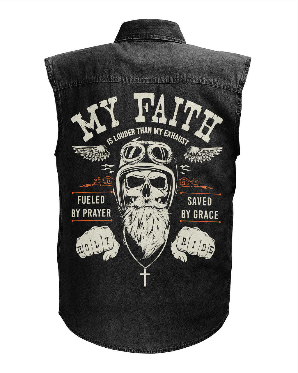 My Faith Is Louder Sleevesless Denim T-Shirt