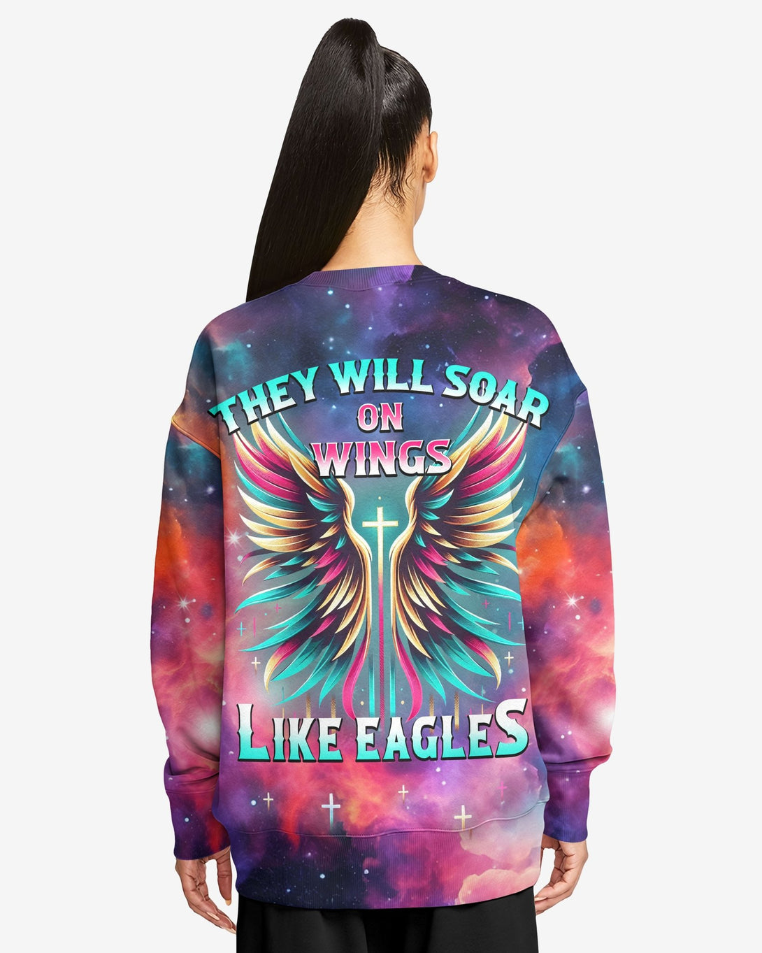 They Will Soar On Wings Like Eagles All Over Print Sweater - Christ Color