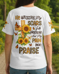 He Turned My Scars Into Stories All Over Print T-Shirt