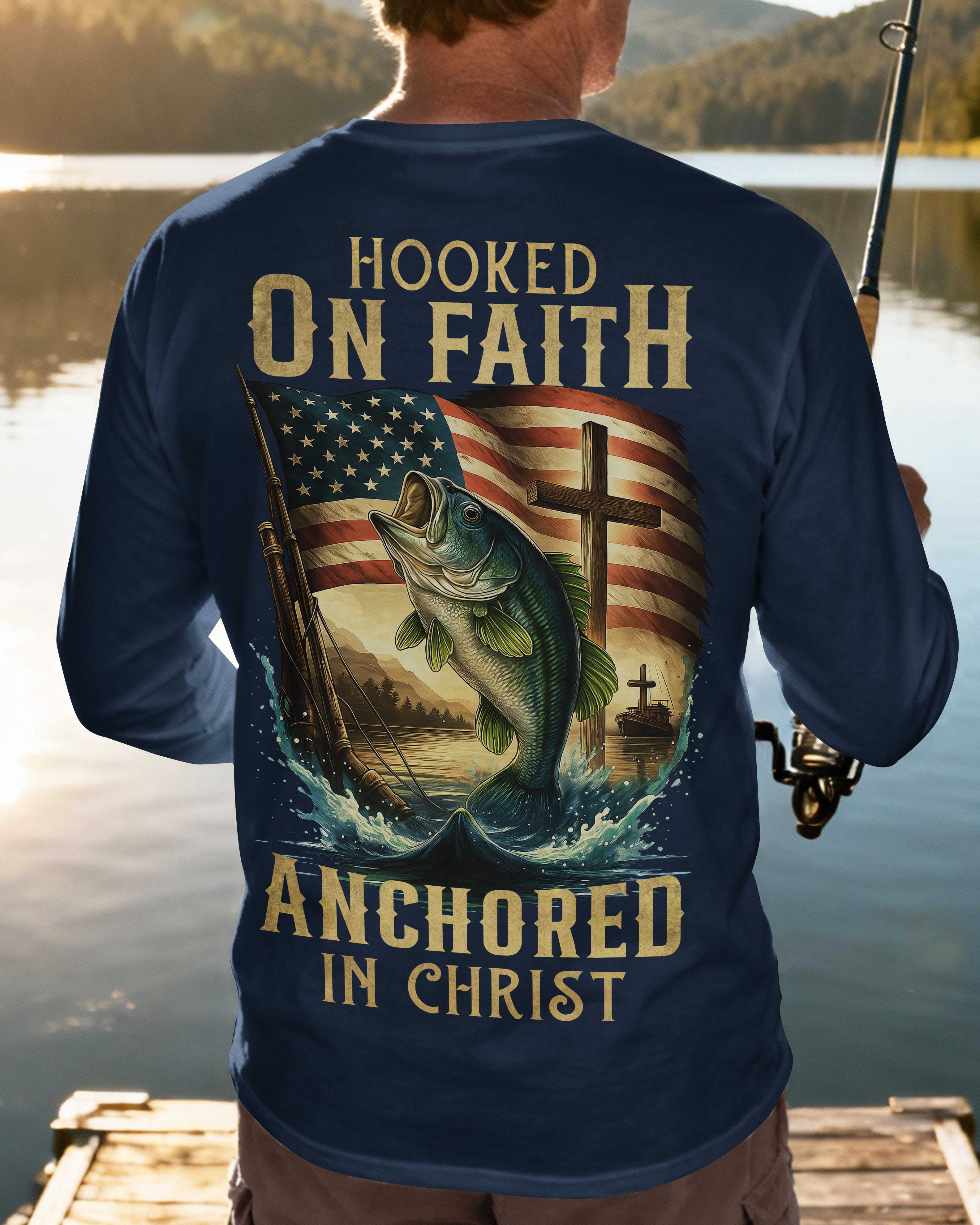Hooked On Faith Anchored In Christ Long Sleeves T-Shirt