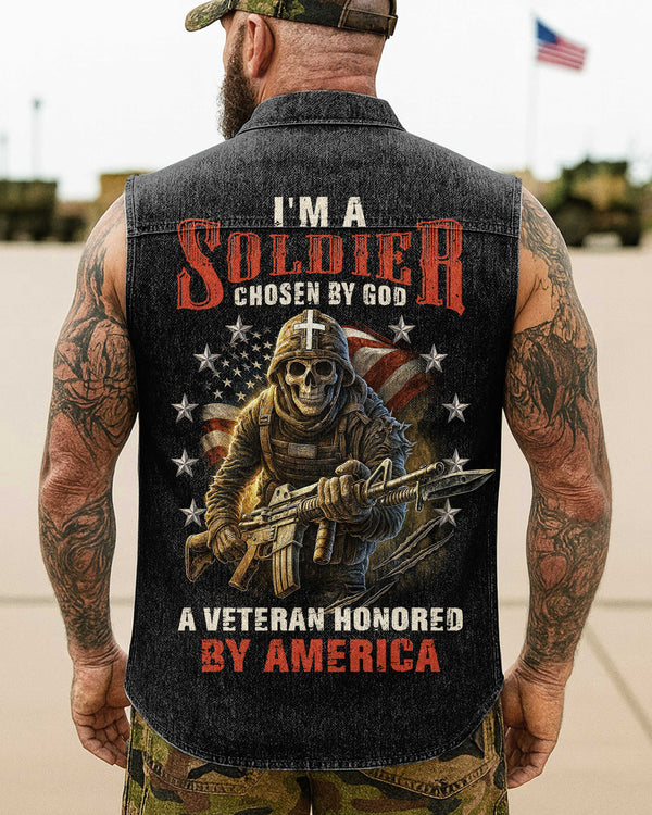 I'm A Soldier Sleevesless Denim Shirt