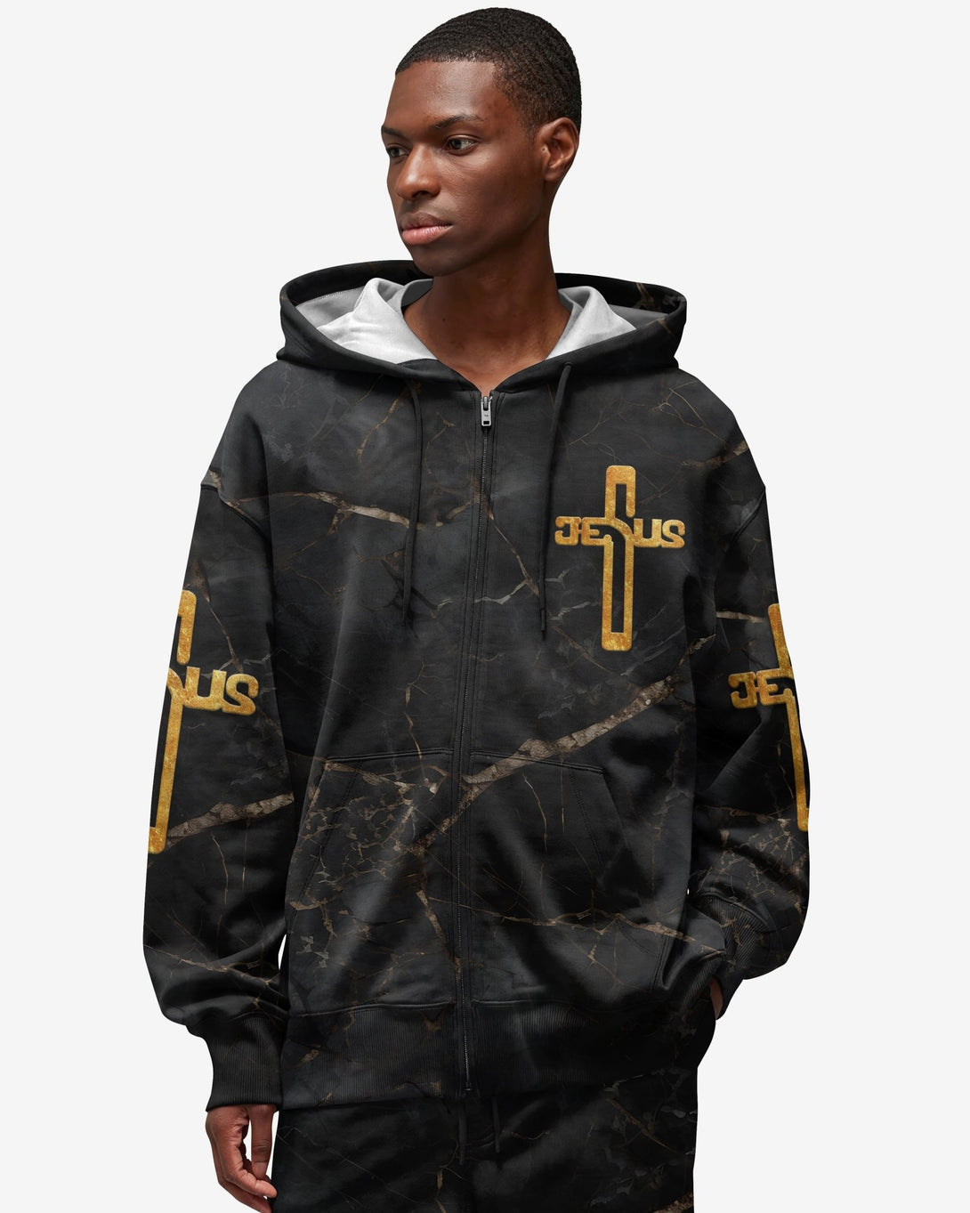 Death Could Not Hold Him All Over Print Zip Hoodie - Christ Color