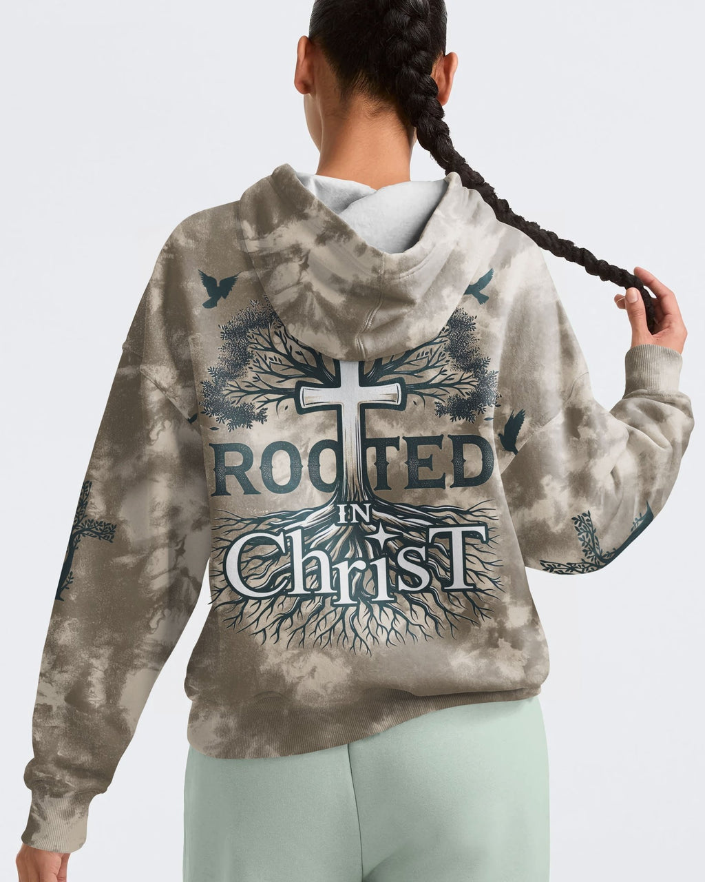 Rooted In Christ All Over Print Hoodie - Christ Color