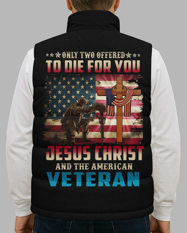 Only Two Offered To Die For You All Over Print Sleeveless Puffer Jacket