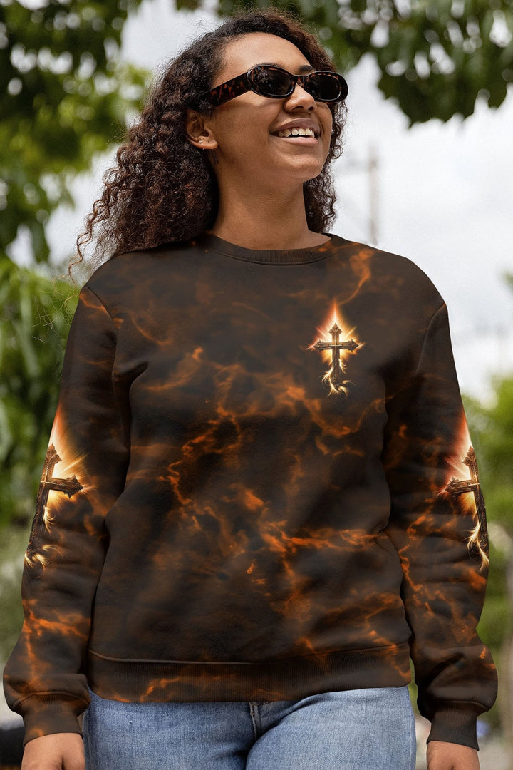 A Child Of God A Man Of Faith A Warrior Of Christ All Over Print Sweater - Christ Color