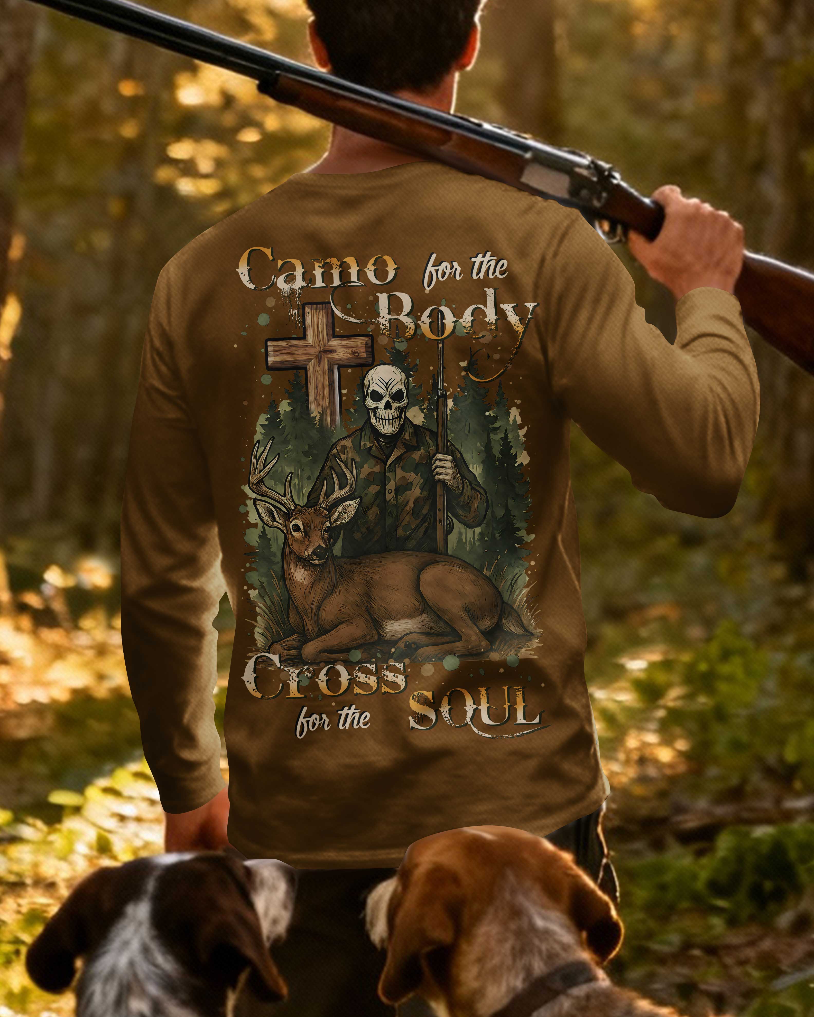 Camo For The Body Cross For The Soul All Over Print Long Sleeves T-Shirt