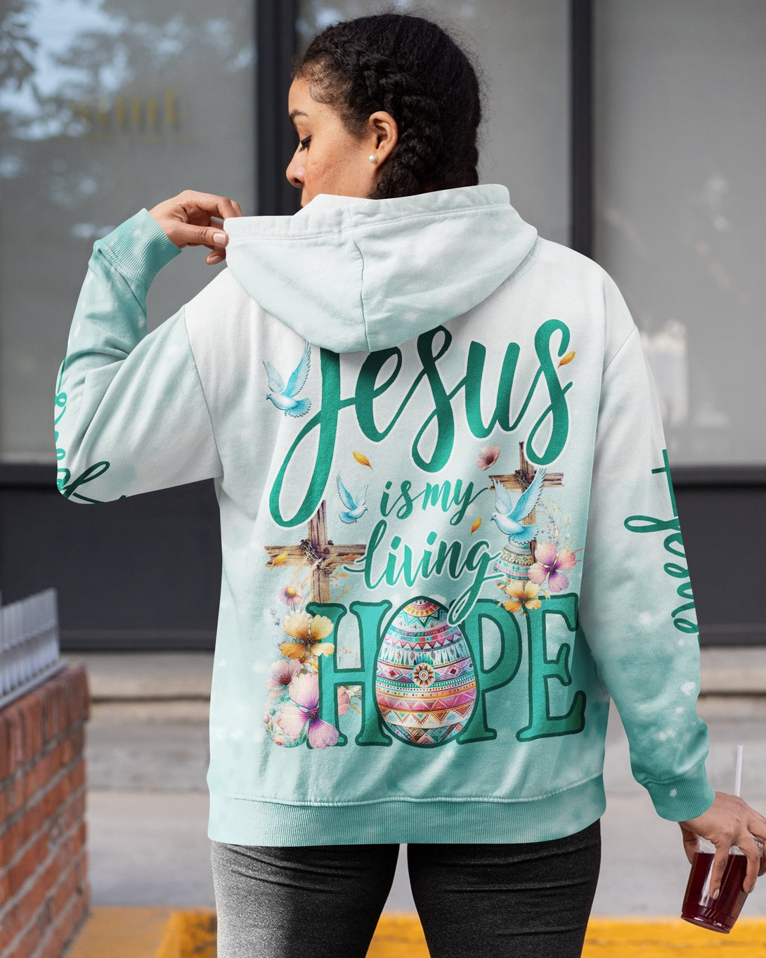 Jesus Is My Living Hope All Over Print Zip Hoodie - Christ Color