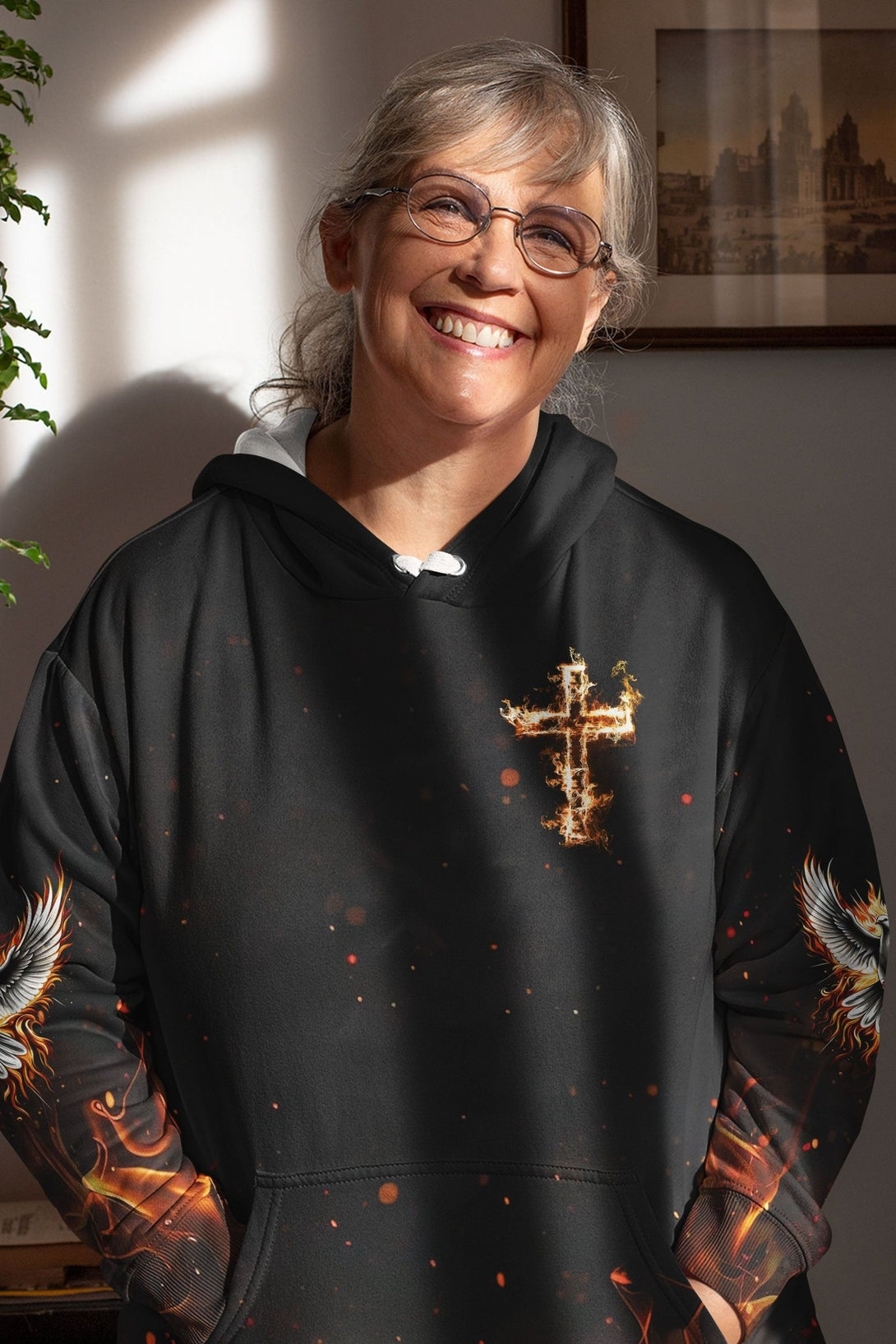 Baptized In Fire Matthew 3:11 All Over Print Hoodie - Christ Color