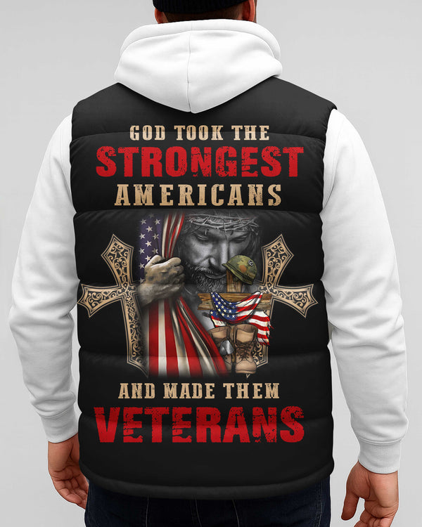 God Took The Strongest Americans Sleeveless Puffer Jacket