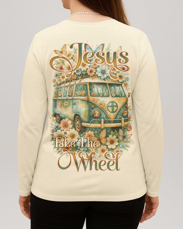 Jesus Take The Wheel All Over Print V-neck Long Sleeves Shirt