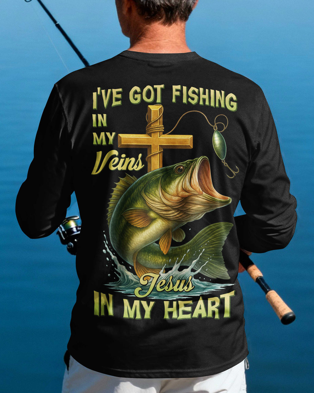 I've Got Fishing In My Veins Jesus In My Heart Long Sleeves T-Shirt
