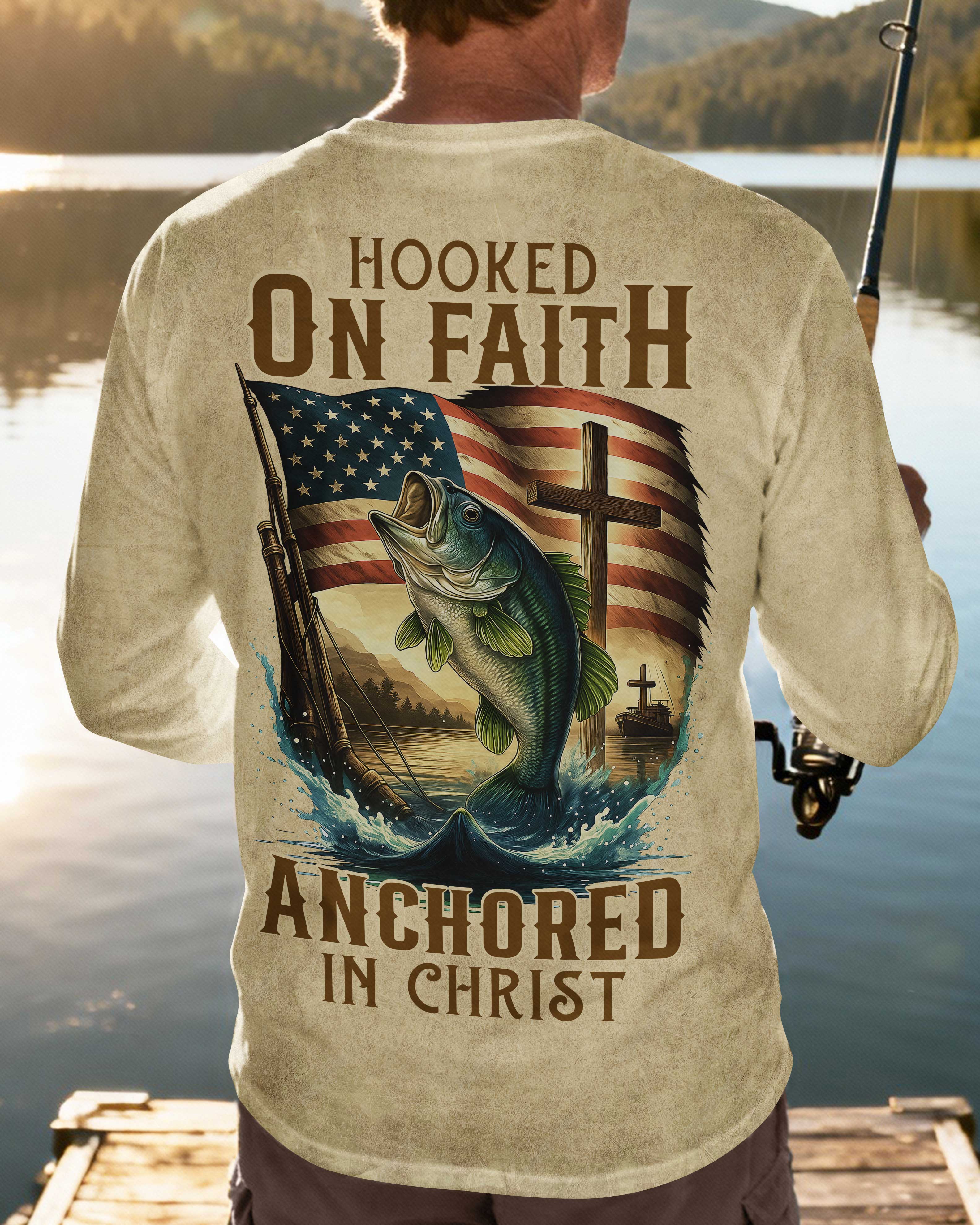 Hooked On Faith Anchored In Christ Long Sleeves T-Shirt