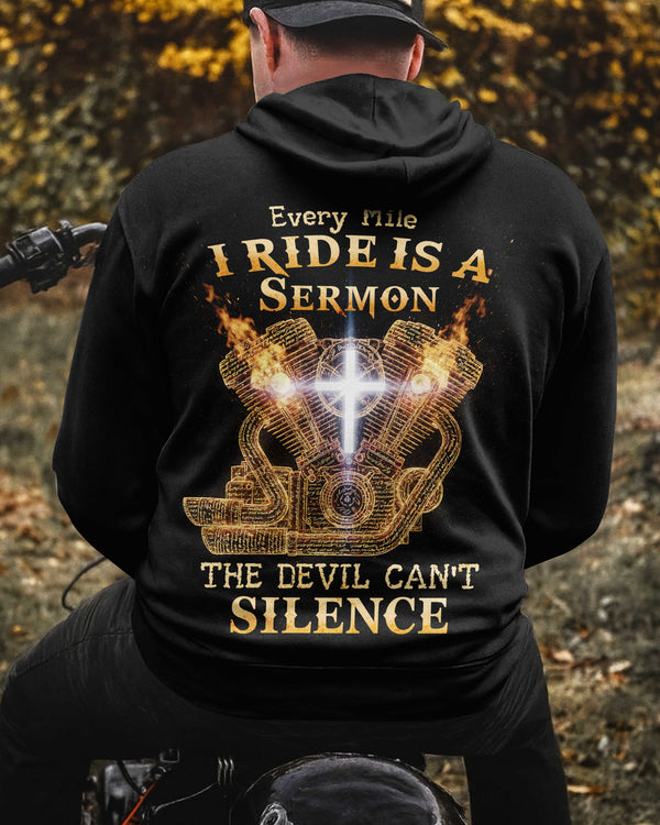Every Mile I Ride Is A Sermon The Devil Can't Silence All Over Print Hoodie