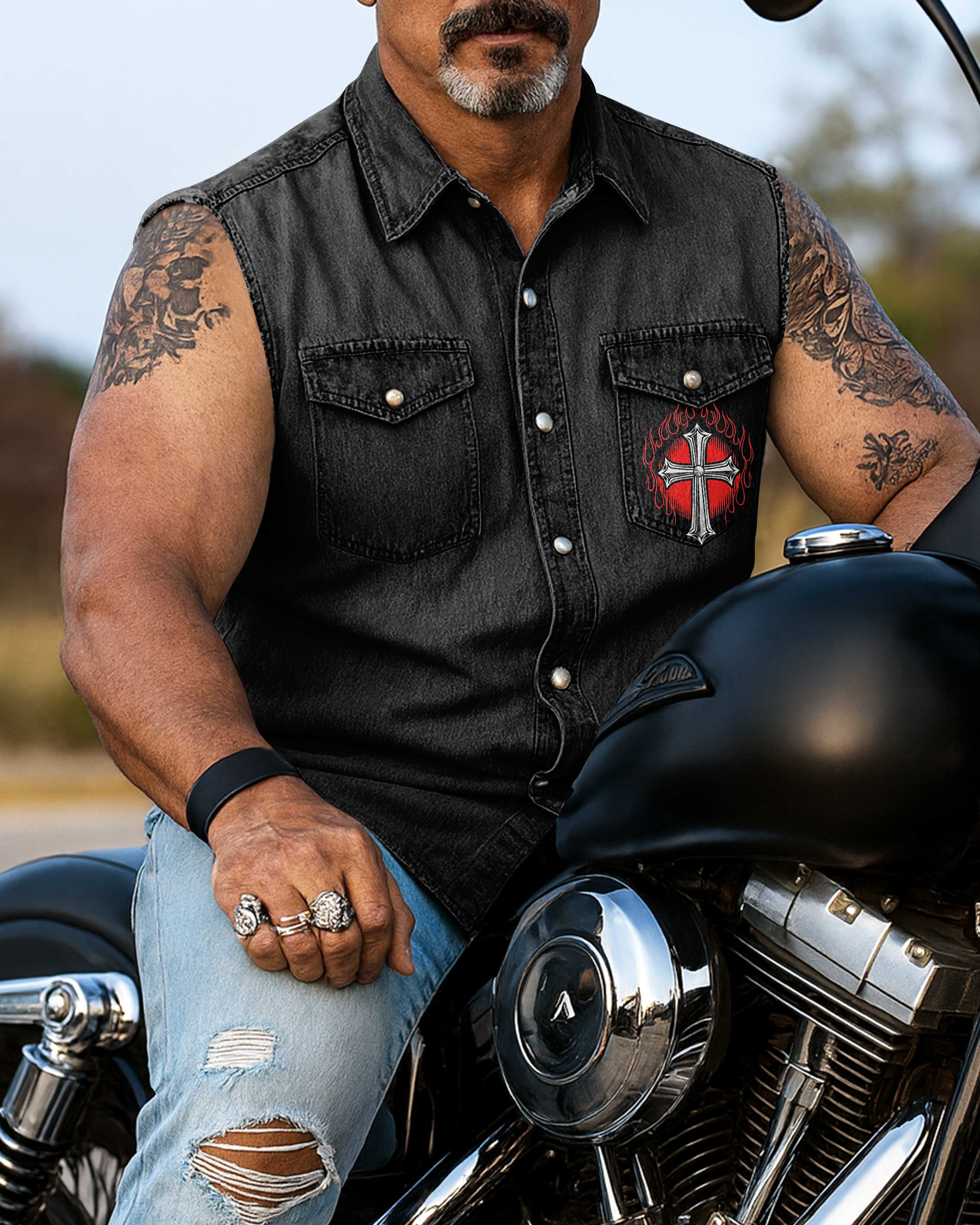 Heaven's Outlaws Sleevesless Denim T-Shirt