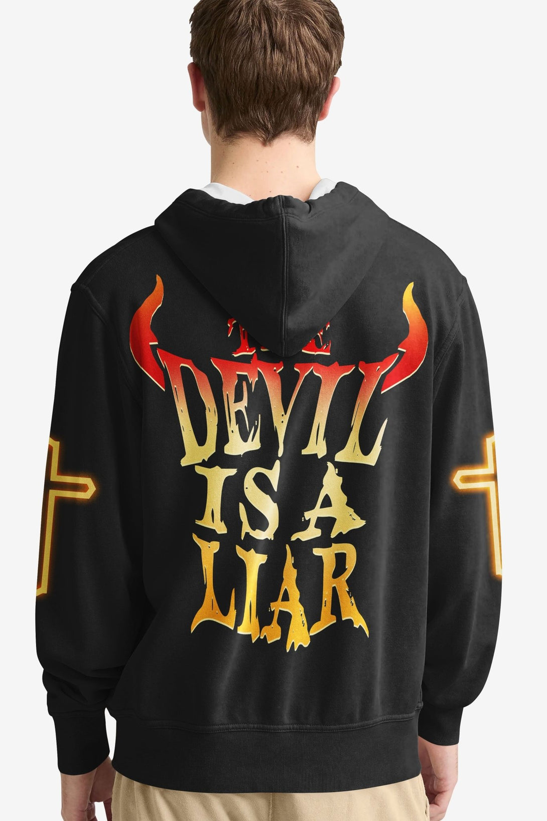 The Devil Is A Liar All Over Print Hoodie - Christ Color