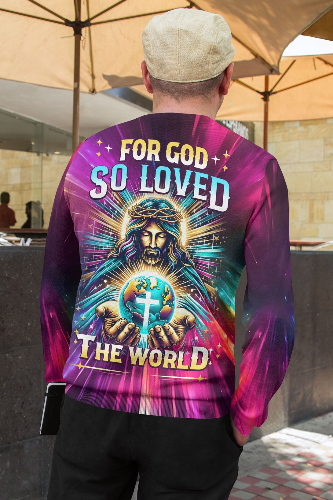 For God So Loved The World All Over Print Sweater - Christ Color