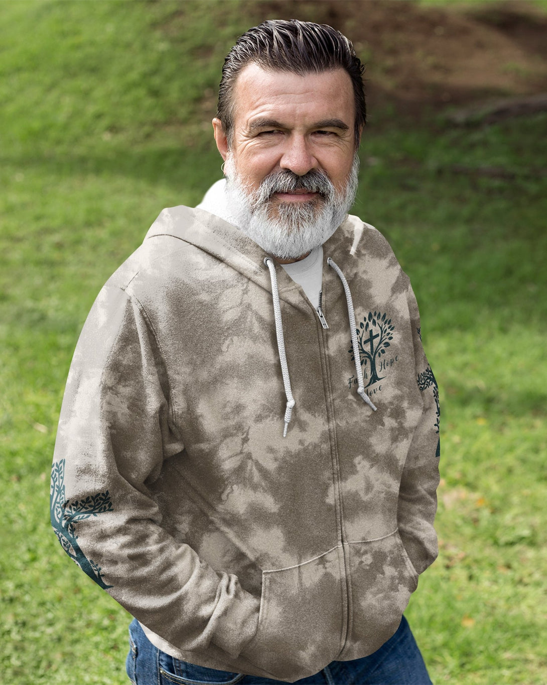 Rooted In Christ All Over Print Zip Hoodie - Christ Color