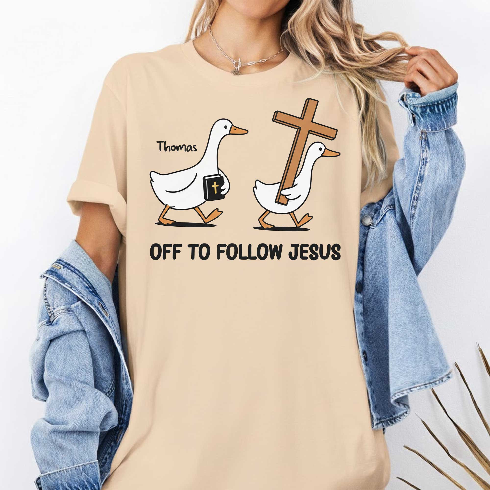 Off To Follow Jesus Personalized Goose T-Shirt
