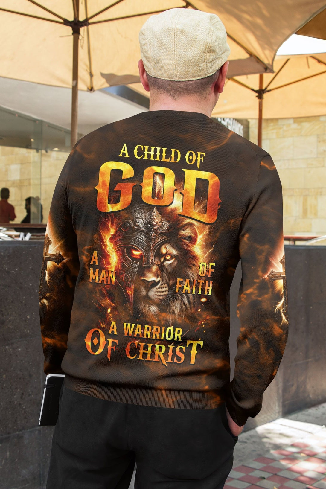 A Child Of God A Man Of Faith A Warrior Of Christ All Over Print Sweater - Christ Color