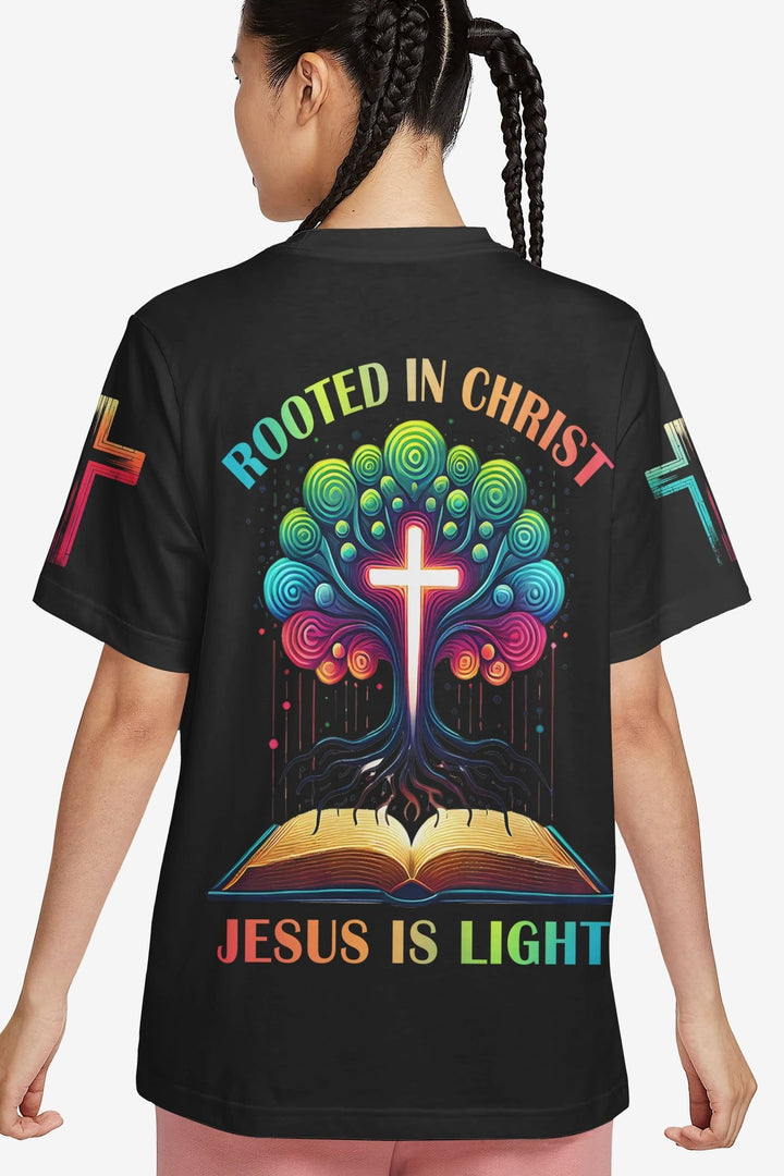 Rooted In Christ Jesus Is Light All Over Print T-shirt - Christ Color