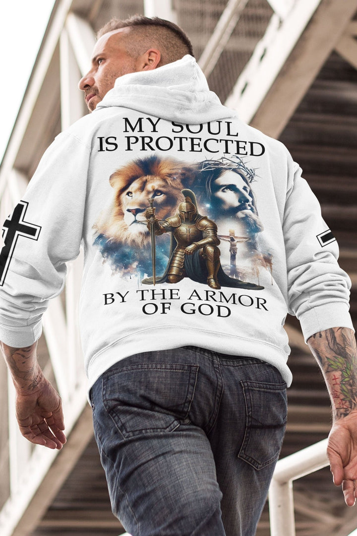 My Soul Is Protected By The Armor Of God All Over Print Hoodie - Christ Color