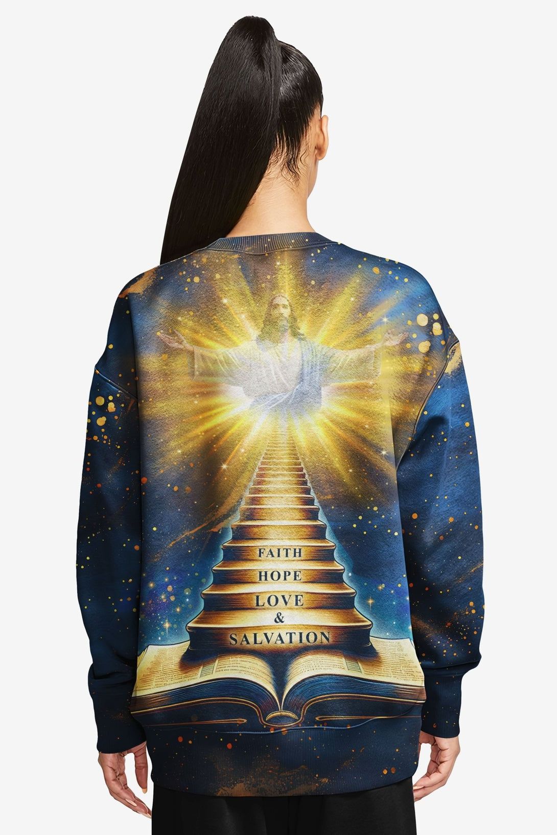 Faith Hope Love & Salvation All Over Print Sweater - Christ Color