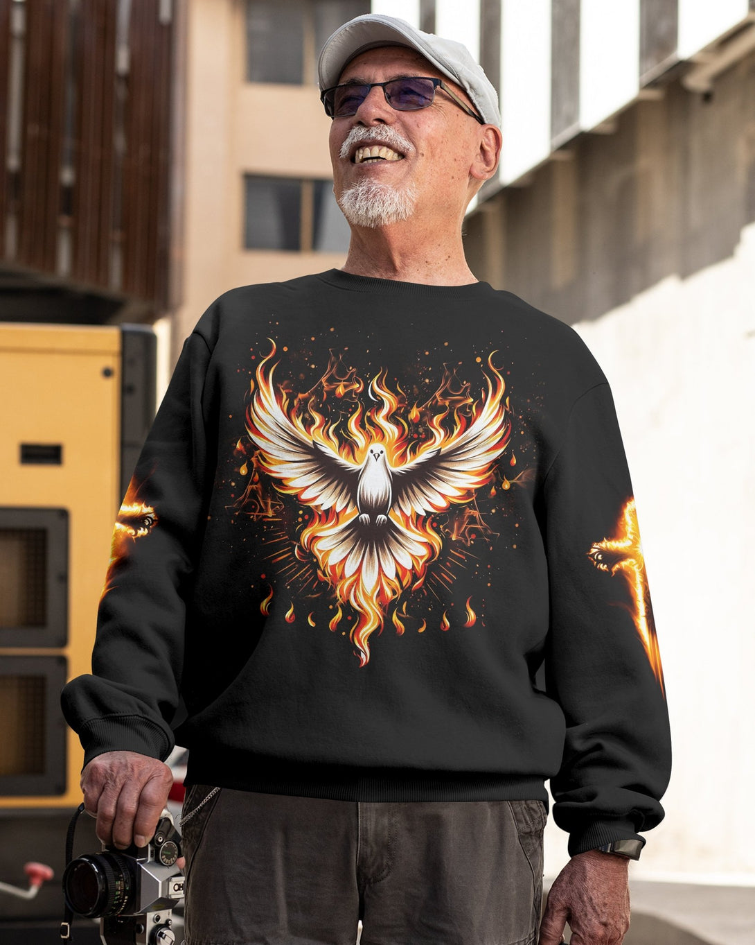 Baptized In Fire All Over Print Sweater - Christ Color