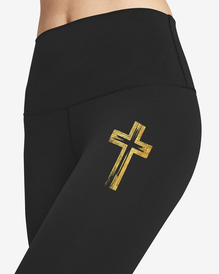 God Steps In Miracles Happen All Over Print Leggings - Christ Color