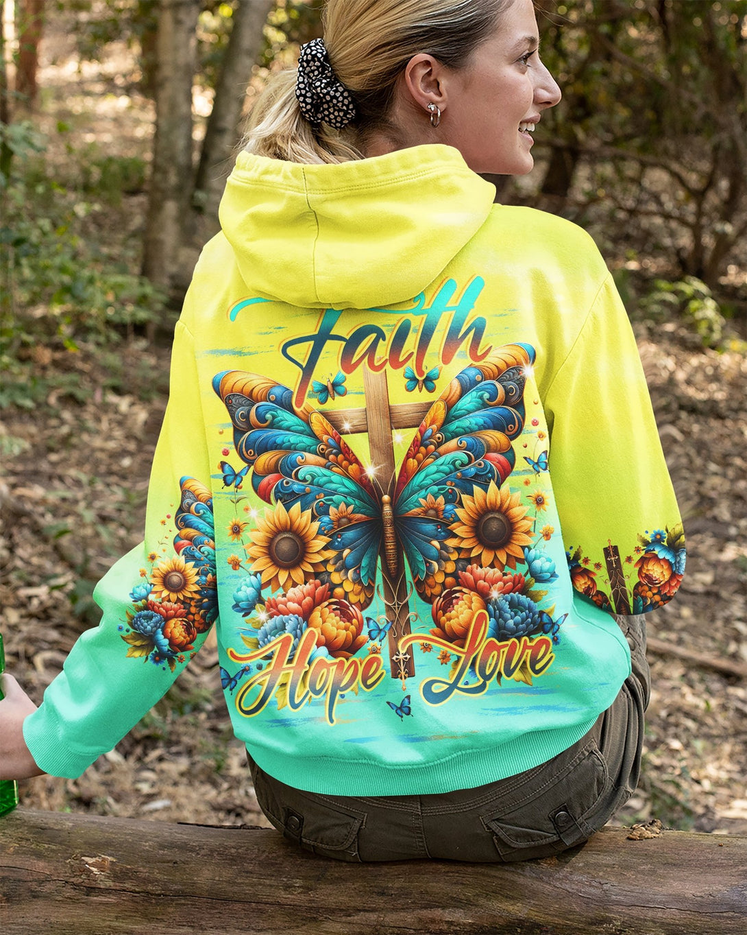 Faith Hope Love All Over Print Hoodie - Christ Color