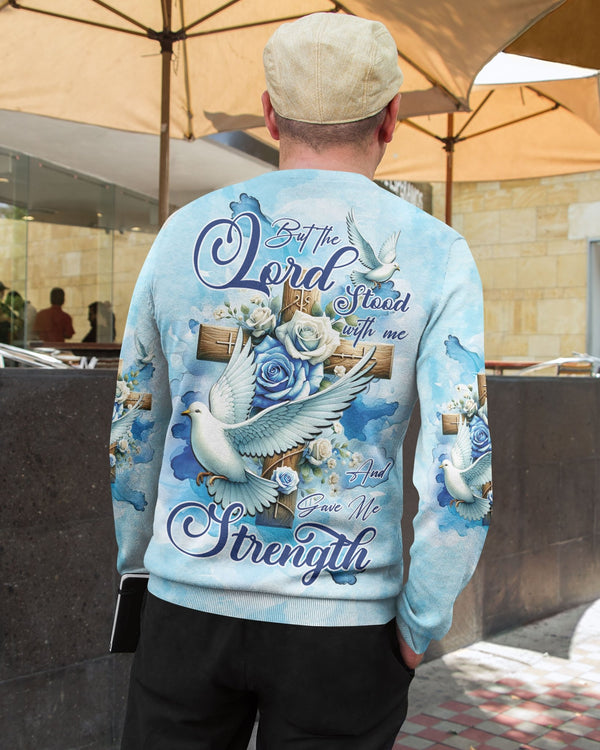 Lord Stood With Me And Gave Me Strength All Over Print Sweater - Christ Color