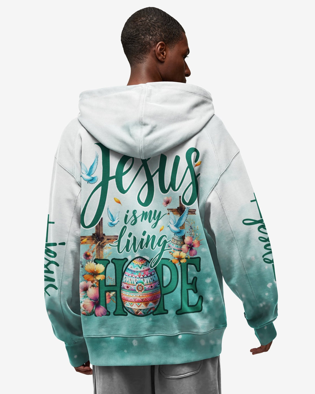 Jesus Is My Living Hope All Over Print Zip Hoodie - Christ Color