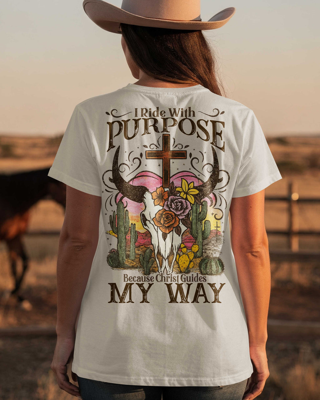 I Ride With Purpose Because Christ Guides My Way T-Shirt