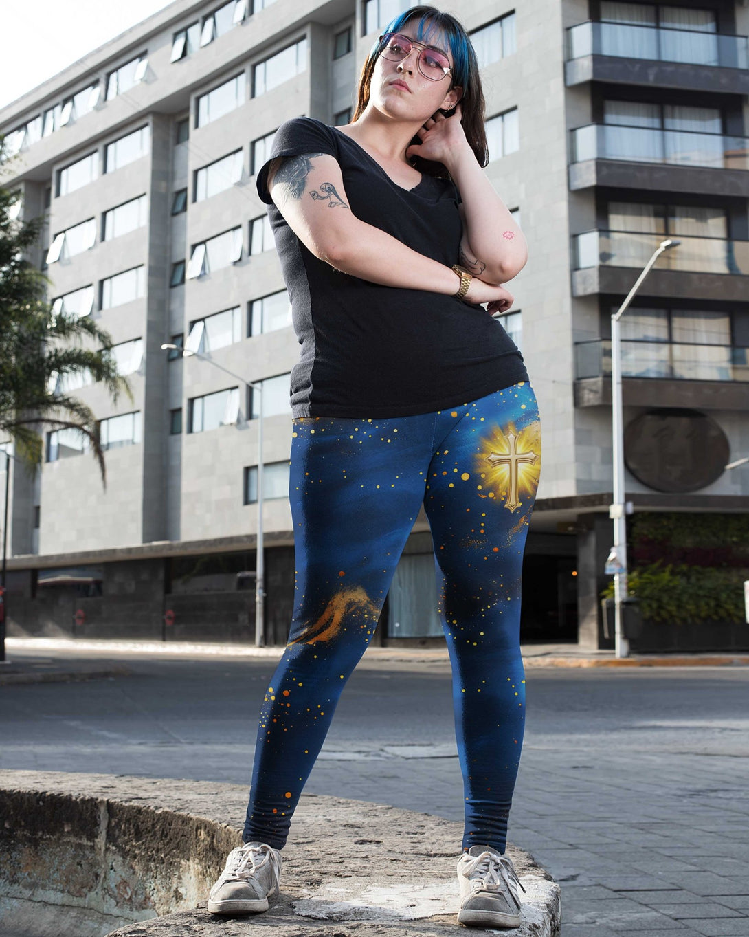 Faith Hope Love & Salvation All Over Print Leggings - Christ Color