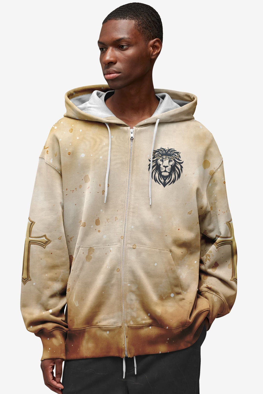 Behold The Lion Of The Tribe Of Judah Has Triumphed All Over Print Zip Hoodie - Christ Color