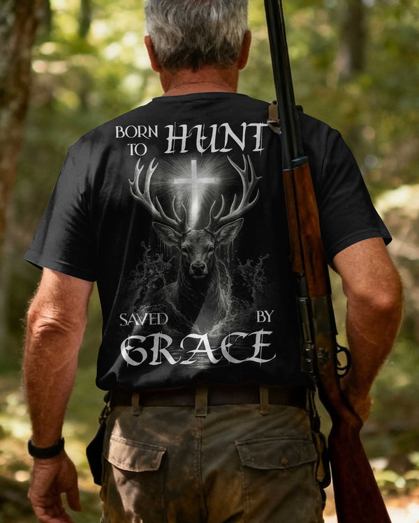 Born To Hunt Saved By Grace All Over Print Custom Name T-Shirt
