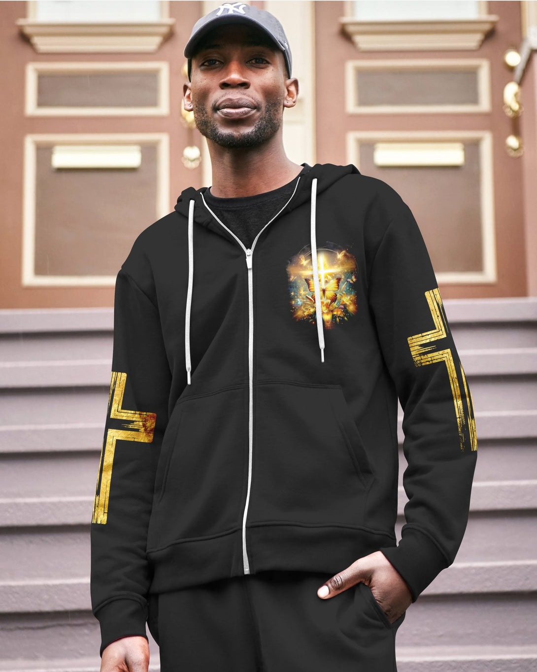 God Steps In Miracles Happen All Over Print Zip Hoodie - Christ Color